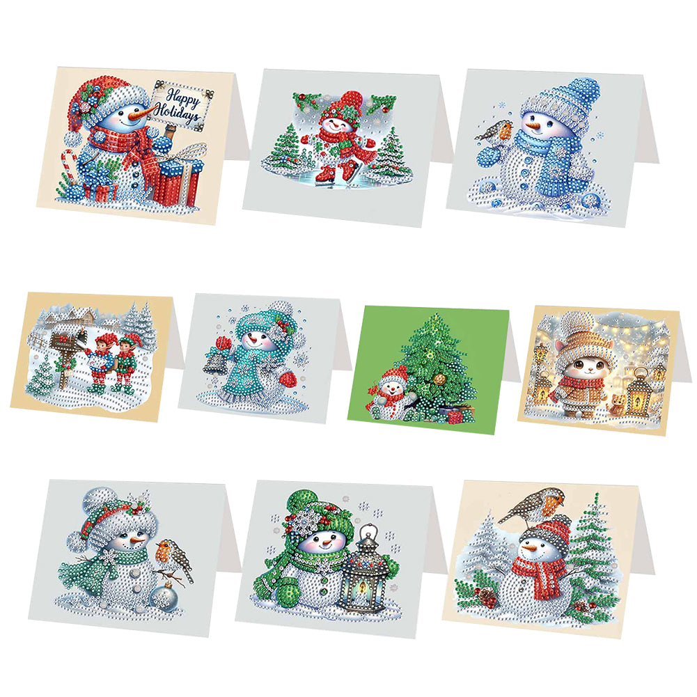 Diamond Art Greeting Cards Congratulations Cards & Gifts (10pcs Winter Snowman)