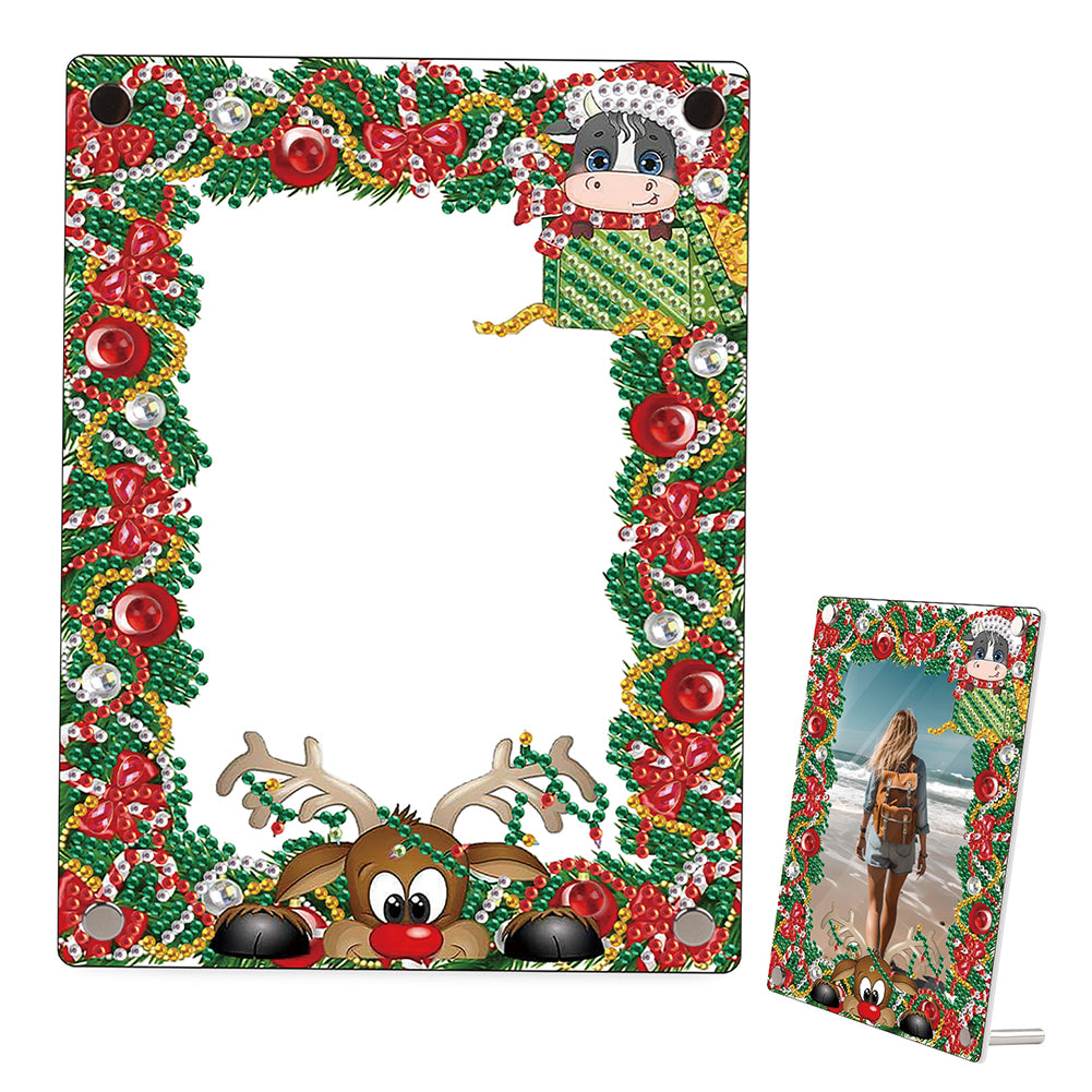 Christmas Special Shaped Diamond Painting Photo Frame for Home (Christmas Elk)