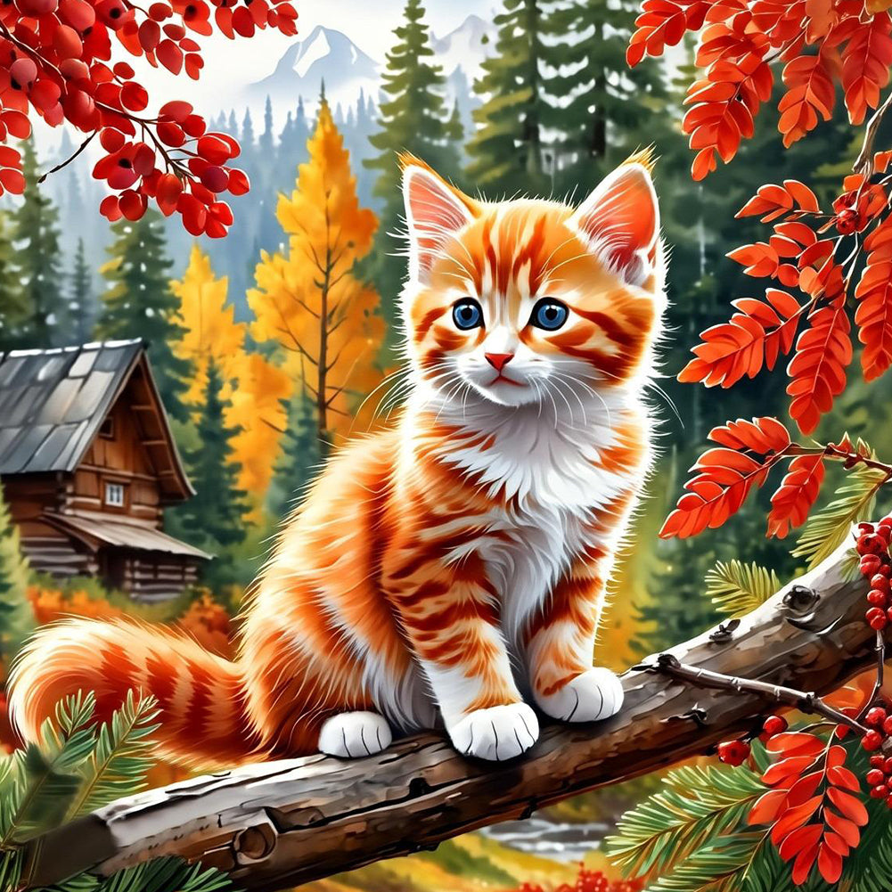Diamond Painting - Full Round - Autumn Cat (40*40CM)