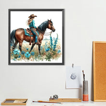 Load image into Gallery viewer, Diamond Painting - Full Round - Horseback Cowboy Girl (40*40CM)
