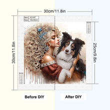 Load image into Gallery viewer, Diamond Painting - Partial Special Shaped - Girl And Puppy (30*30CM)
