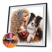 Load image into Gallery viewer, Diamond Painting - Partial Special Shaped - Girl And Puppy (30*30CM)
