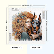 Load image into Gallery viewer, Diamond Painting - Partial Special Shaped - Girl And Puppy (30*30CM)
