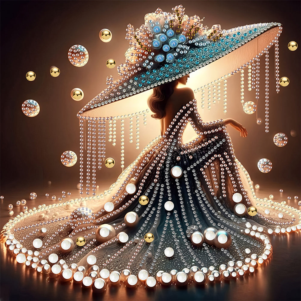 Diamond Painting - Partial Special Shaped - Elegant Hat Lady (30*30CM)
