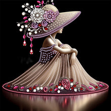 Load image into Gallery viewer, Diamond Painting - Partial Special Shaped - Elegant Hat Lady (30*30CM)
