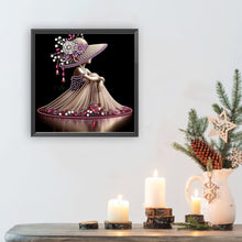Load image into Gallery viewer, Diamond Painting - Partial Special Shaped - Elegant Hat Lady (30*30CM)
