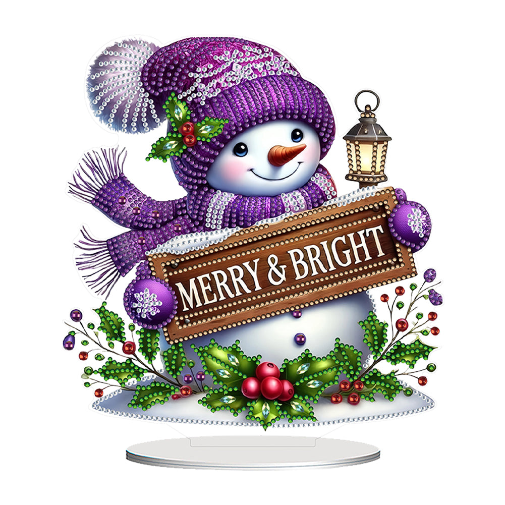 2D Flat Christmas Snowman Table Top Diamond Painting Ornament Kits Home Decor