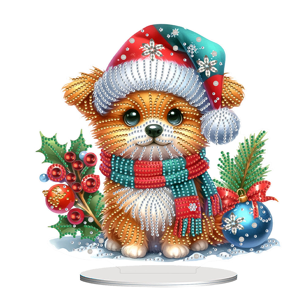 2D Flat Christmas Dog Table Top Diamond Painting Ornament Kits Home Decor