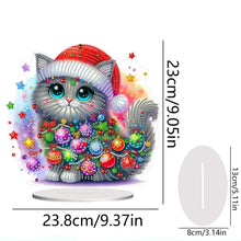 Load image into Gallery viewer, 2D Flat Christmas Cat Table Top Diamond Painting Ornament Kits Home Decor
