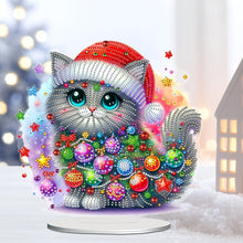 Load image into Gallery viewer, 2D Flat Christmas Cat Table Top Diamond Painting Ornament Kits Home Decor
