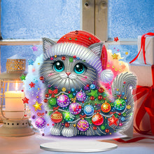 Load image into Gallery viewer, 2D Flat Christmas Cat Table Top Diamond Painting Ornament Kits Home Decor
