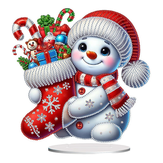 2D Flat Christmas Snowman Table Top Diamond Painting Ornament Kits Home Decor
