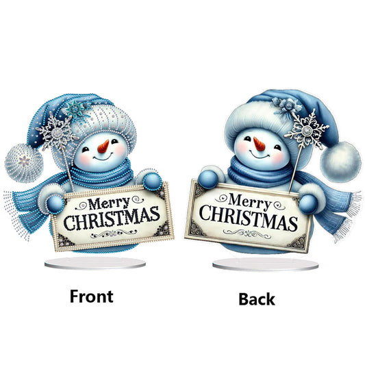 2D Flat Christmas Snowman Table Top Diamond Painting Ornament Kits Home Decor
