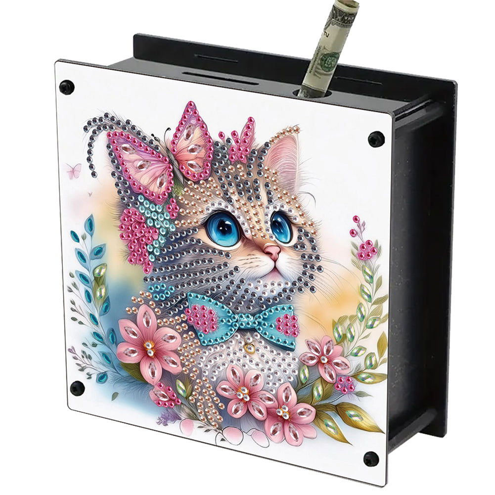 Cat DIY Money Storage Box Diamond Painting Decors for Adults Beginners