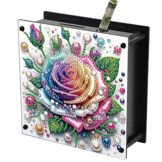 Rose DIY Money Storage Box Diamond Painting Decors for Adults Beginners