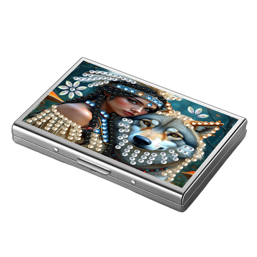 Diamond Art Coin Purse Beauty & Wolf ID Card Holder Case for Art Crafts