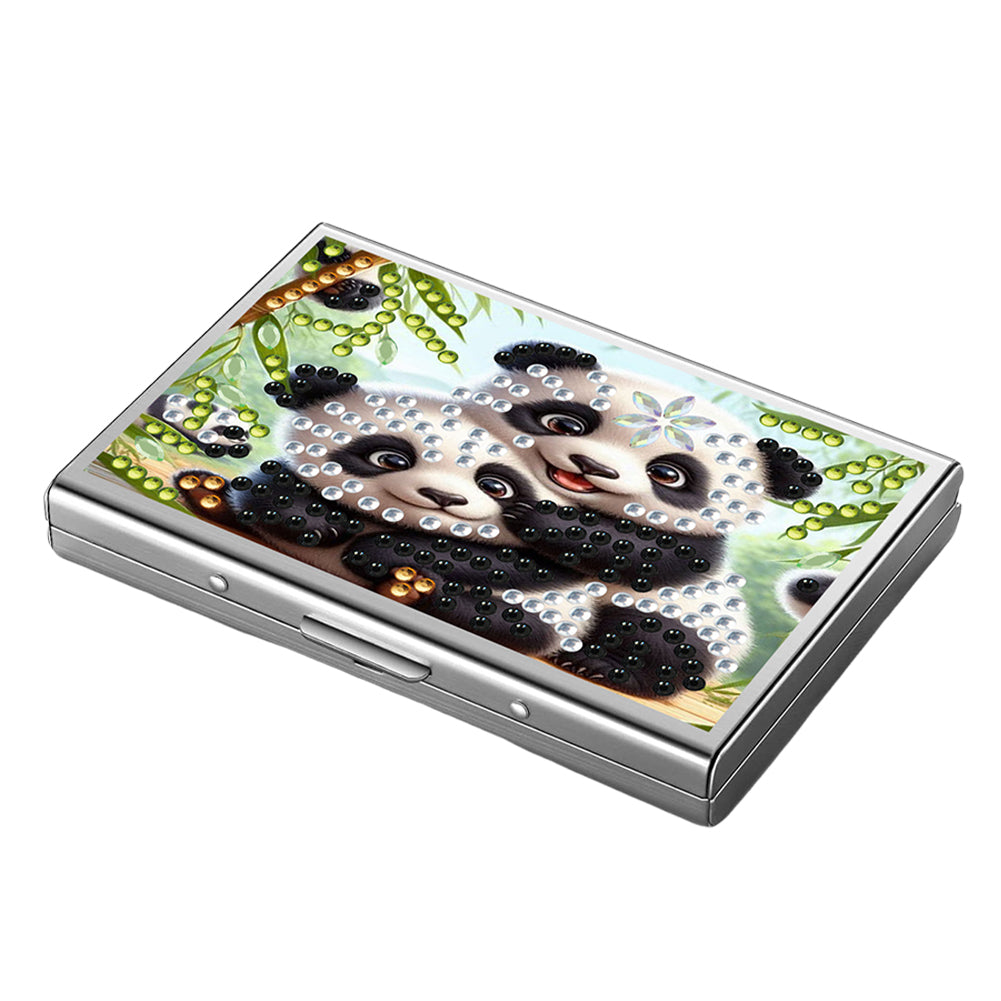 Diamond Art Stainless Steel Coin Purse Panda ID Card Holder Case for Art Crafts