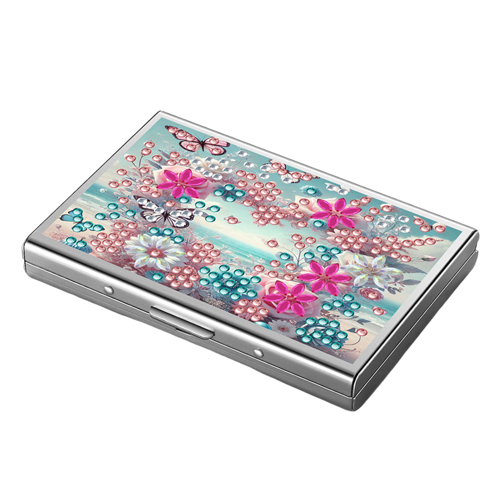 Diamond Art Coin Purse Heart-Shaped Flower ID Card Holder Case for Art Crafts