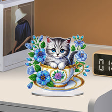 Load image into Gallery viewer, 2D Flat Print Teacup Cat DIY Diamond Painting Desktop Decorations Desktop Decor
