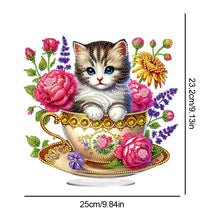 Load image into Gallery viewer, 2D Flat Print Teacup Cat DIY Diamond Painting Desktop Decorations Desktop Decor

