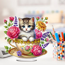 Load image into Gallery viewer, 2D Flat Print Teacup Cat DIY Diamond Painting Desktop Decorations Desktop Decor
