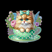 Load image into Gallery viewer, 2D Flat Print Teacup Cat DIY Diamond Painting Desktop Decorations Desktop Decor
