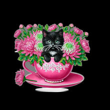 Load image into Gallery viewer, 2D Flat Print Teacup Cat DIY Diamond Painting Desktop Decorations Desktop Decor
