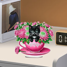 Load image into Gallery viewer, 2D Flat Print Teacup Cat DIY Diamond Painting Desktop Decorations Desktop Decor
