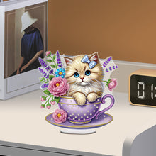 Load image into Gallery viewer, 2D Flat Print Teacup Cat DIY Diamond Painting Desktop Decorations Desktop Decor
