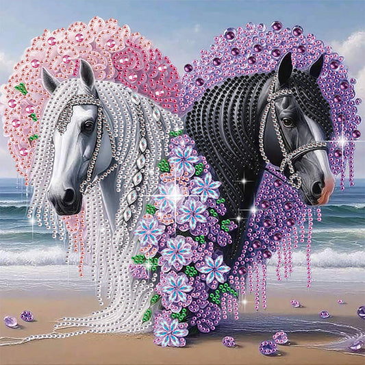 Diamond Painting - Partial Special Shaped - Horse (30*30CM)