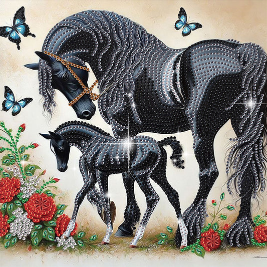 Diamond Painting - Partial Special Shaped - Horse (30*30CM)