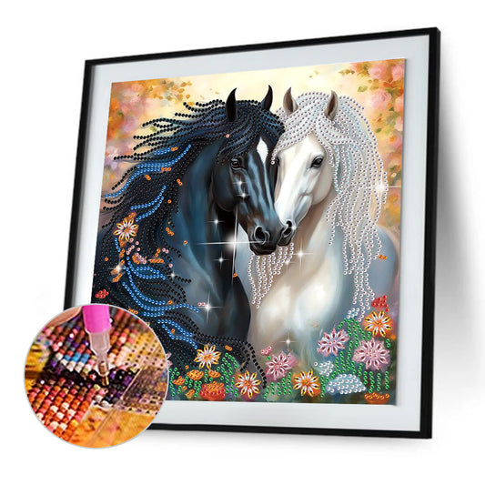 Diamond Painting - Partial Special Shaped - Horse (30*30CM)