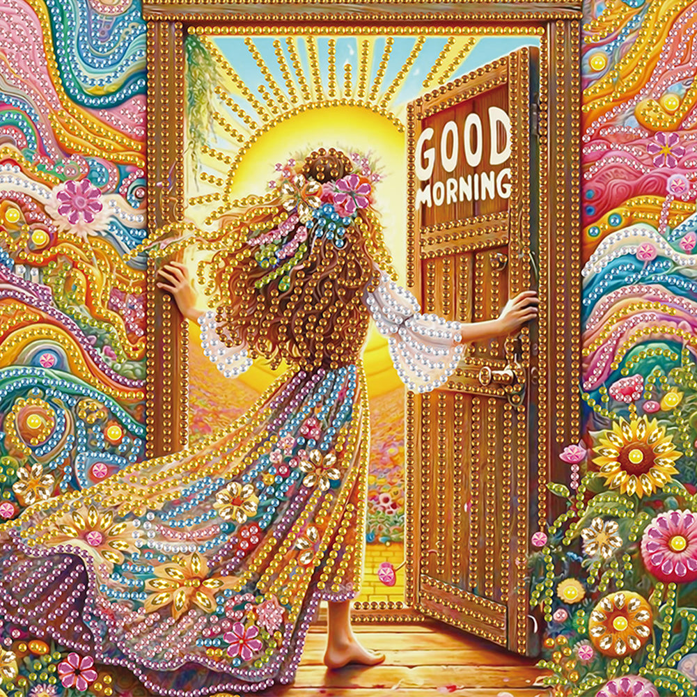 Diamond Painting - Partial Special Shaped - Elegant Girl With Beautiful Skirt (30*30CM)