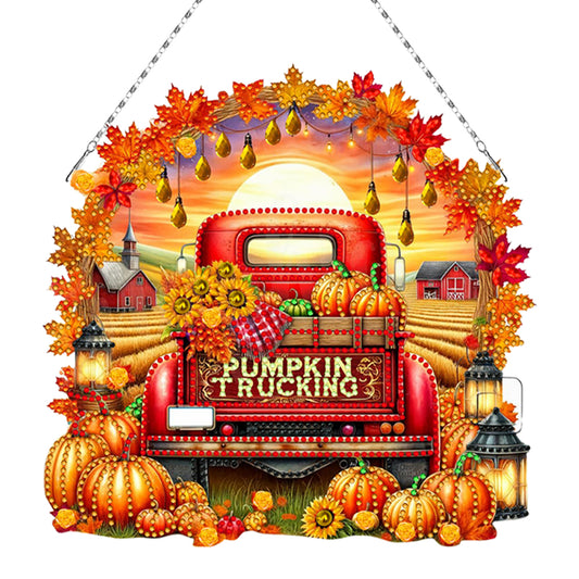Fall Truck 2D Flat DIY Diamond Art Pendant Diamond Painting Set for Wall Window