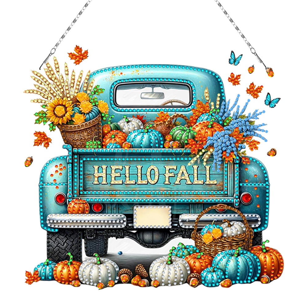 Fall Truck 2D Flat DIY Diamond Art Pendant Diamond Painting Set for Wall Window