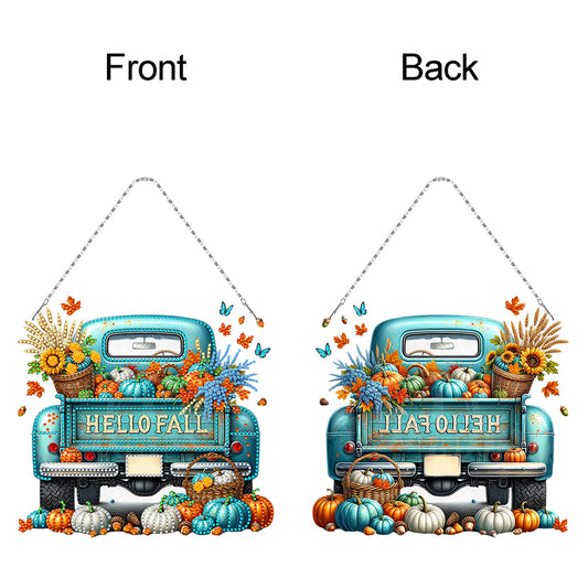 Fall Truck 2D Flat DIY Diamond Art Pendant Diamond Painting Set for Wall Window
