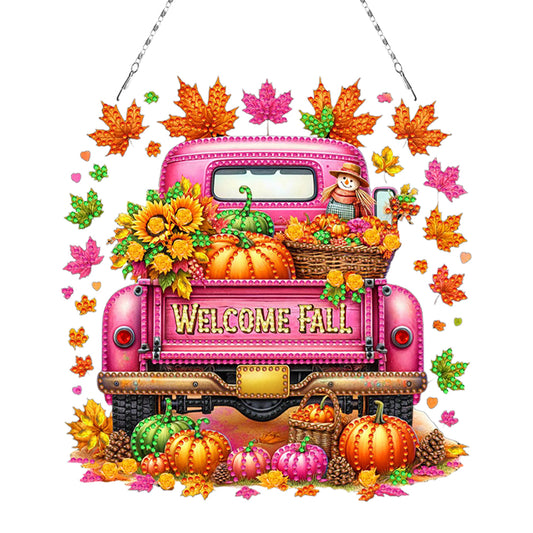 Fall Truck 2D Flat DIY Diamond Art Pendant Diamond Painting Set for Wall Window