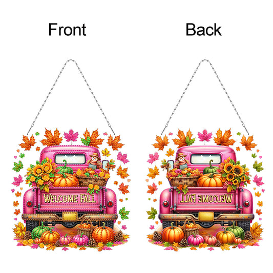 Fall Truck 2D Flat DIY Diamond Art Pendant Diamond Painting Set for Wall Window