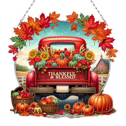 Fall Truck 2D Flat DIY Diamond Art Pendant Diamond Painting Set for Wall Window