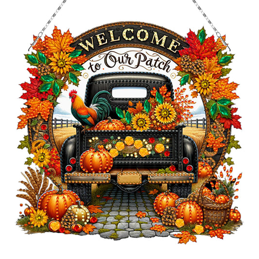 Fall Truck 2D Flat DIY Diamond Art Pendant Diamond Painting Set for Wall Window