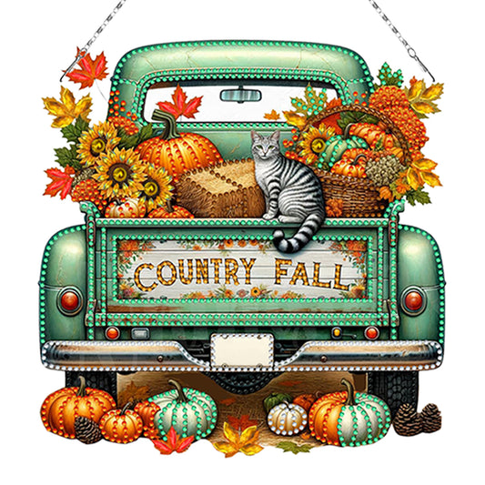 Fall Truck 2D Flat DIY Diamond Art Pendant Diamond Painting Set for Wall Window