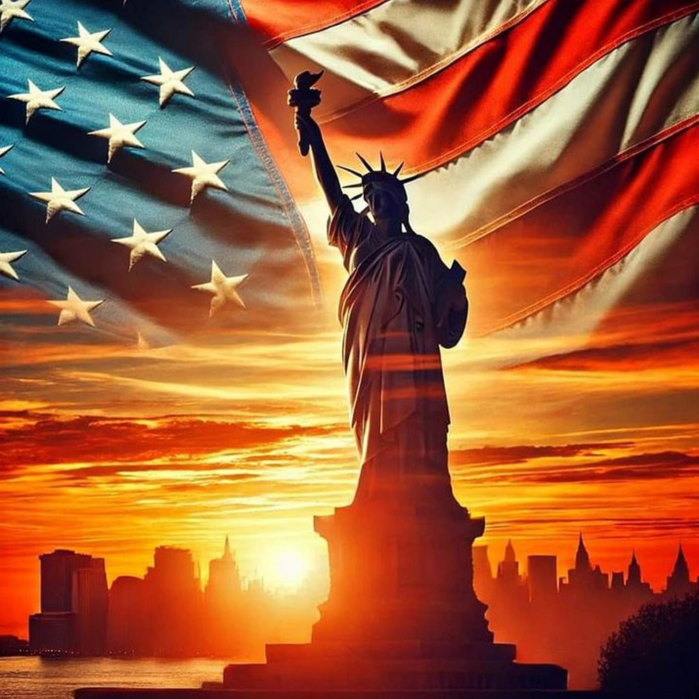 Diamond Painting - Full Round - Statue Of Liberty On Independence Day (40*40CM)