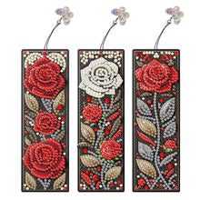 Load image into Gallery viewer, 3Pcs Roses DIY Diamond Painting Bookmark with Pendant for Reading Enthusiasts
