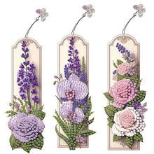 Load image into Gallery viewer, 3Pcs Purple Flowers DIY Diamond Painting Bookmark for Reading Enthusiasts
