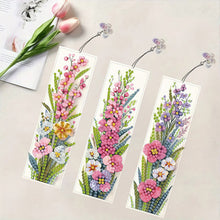 Load image into Gallery viewer, 3Pcs Flowers DIY Diamond Painting Bookmark with Pendant for Reading Enthusiasts
