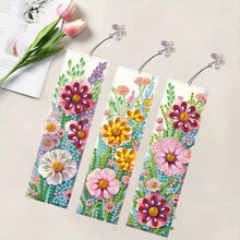 Load image into Gallery viewer, 3Pcs Flowers DIY Diamond Painting Bookmark with Pendant for Reading Enthusiasts
