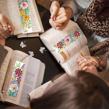 Load image into Gallery viewer, 3Pcs Flowers DIY Diamond Painting Bookmark with Pendant for Reading Enthusiasts

