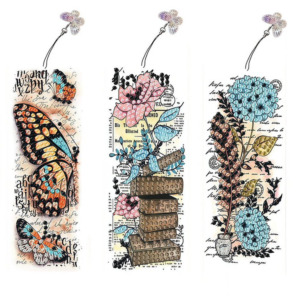 3Pcs Butterfly Book DIY Diamond Painting Bookmark for Reading Enthusiasts