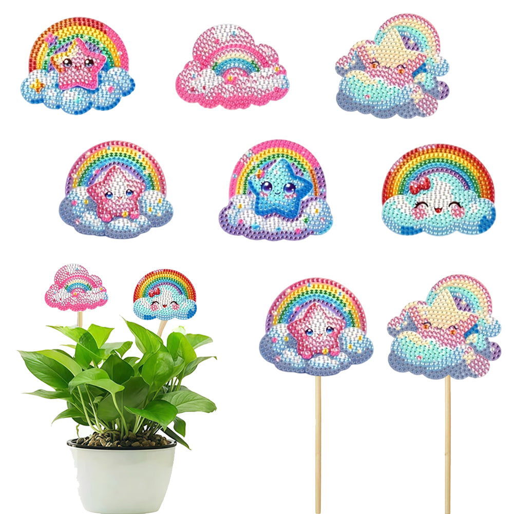 6Pcs DIY Stakes Diamond Painting Kits Diamond Art Kits for Adults(Rainbow Cloud)
