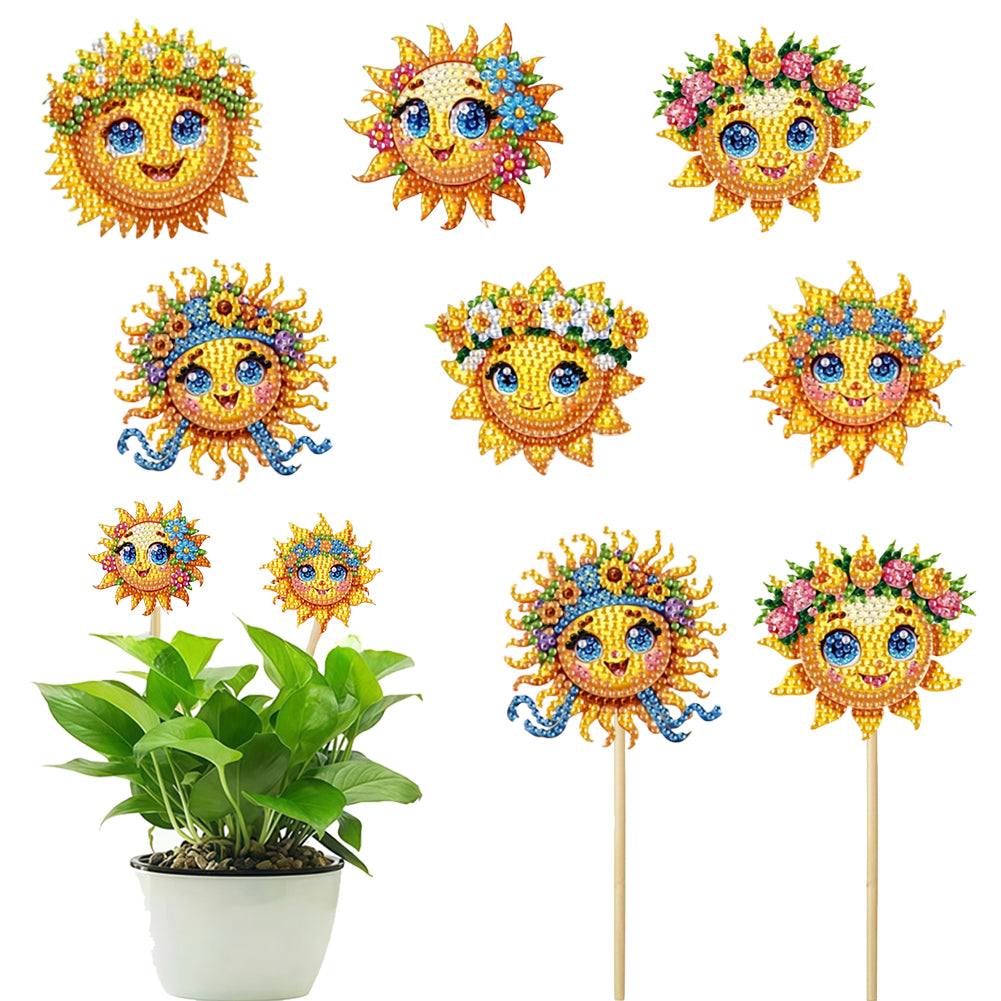 6Pcs DIY Stakes Diamond Painting Kits Diamond Art Kits for Adults (Smiling Sun)